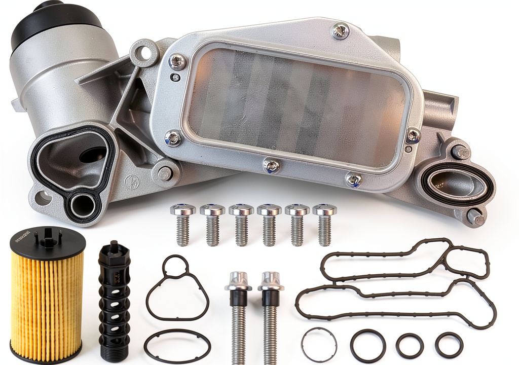 YINAVAGAD oil cooler installed under a Chevrolet engine