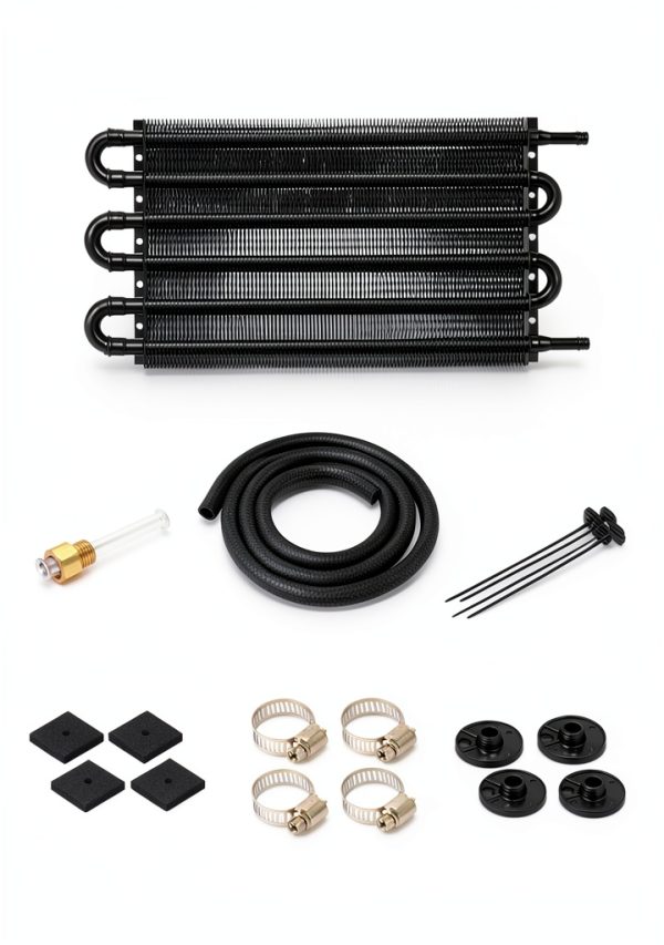 Transmission Cooler EVIL ENERGY Kit Black 6 Pass Aluminum Alloy-3