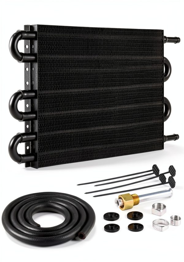 Transmission Cooler EVIL ENERGY Kit Black 6 Pass Aluminum Alloy-0