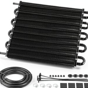 FILTERUP Transmission Oil Cooler Kit 10 Pass Aluminum 5/16" ID Hose-0