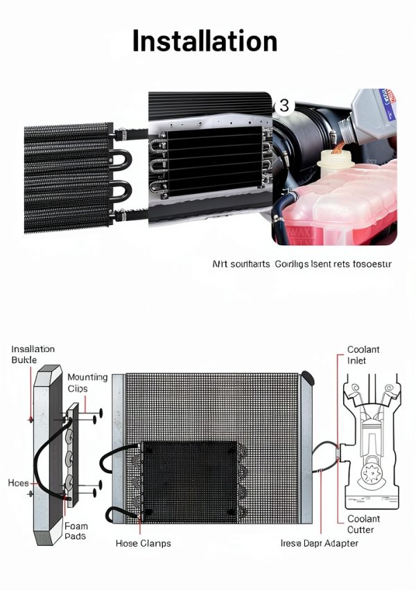 Transmission Cooler EVIL ENERGY Kit Black 6 Pass Aluminum Alloy-5