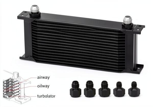 PQY 16‑Row Oil Cooler OCK01 Black Universal Fit Engine Cooling Kit-1