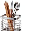 2 PCS Utensil Holder Stainless Steel Drying Rack Kitchen Counter Cutlery Silverware Flatware Drainer Caddy Forks, Knives, Spoons, Chopsticks Organizer (Black, Silver)-0