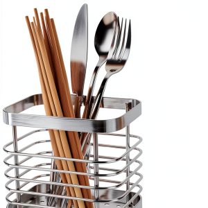 2 PCS Utensil Holder Stainless Steel Drying Rack Kitchen Counter Cutlery Silverware Flatware Drainer Caddy Forks, Knives, Spoons, Chopsticks Organizer (Black, Silver)-0