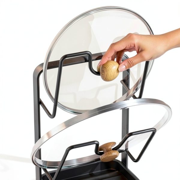 Kitchen Pot Lid Storage Rack GOALGO Gray Double Layer-2