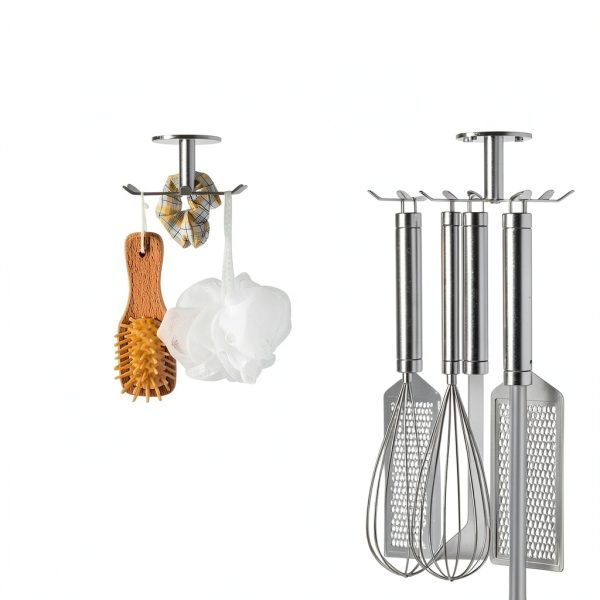 Under Cabinet Hooks 2pcs Rotating Holder Stainless Steel Funnacle-2