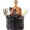 360° Black Rotating Utensil Caddy HOFURME 4‑Compartment Organizer-2