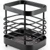 2 PCS Utensil Holder Stainless Steel Drying Rack Kitchen Counter Cutlery Silverware Flatware Drainer Caddy Forks, Knives, Spoons, Chopsticks Organizer (Black, Silver)-2