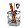 2 PCS Utensil Holder Stainless Steel Drying Rack Kitchen Counter Cutlery Silverware Flatware Drainer Caddy Forks, Knives, Spoons, Chopsticks Organizer (Black, Silver)-1