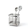 2 PCS Utensil Holder Stainless Steel Drying Rack Kitchen Counter Cutlery Silverware Flatware Drainer Caddy Forks, Knives, Spoons, Chopsticks Organizer (Black, Silver)-5