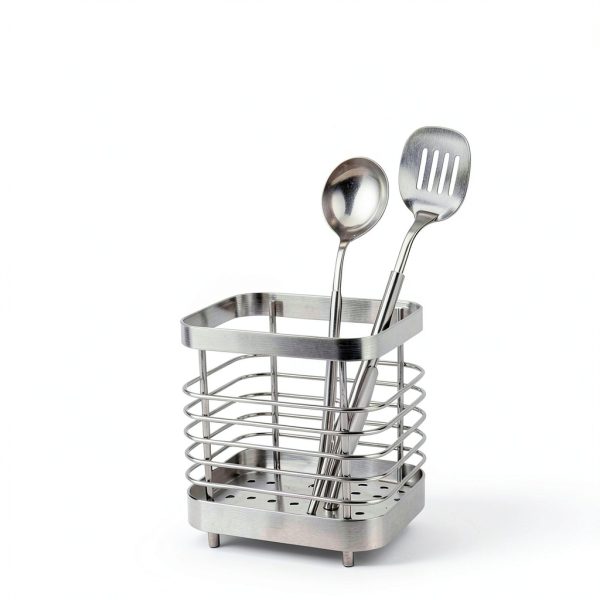 2 PCS Utensil Holder Stainless Steel Drying Rack Kitchen Counter Cutlery Silverware Flatware Drainer Caddy Forks, Knives, Spoons, Chopsticks Organizer (Black, Silver)-5