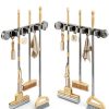 Broom Holder Wall Mount GHYFFF Suction Cup Organizer 2 Slots 3 Hooks-3