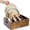 Acacia Wood Utensil Holder COMNICO 6‑Compartment Counter Organizer-4
