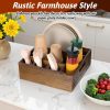 Acacia Wood Utensil Holder COMNICO 6‑Compartment Counter Organizer-5